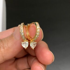 Elegant Gold tone and CZ Hoop Earrings NWOT